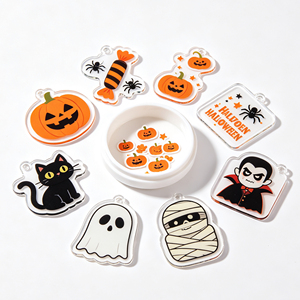 Halloween Keychain Party Favor Pack Bulk Acrylic Keyrings for Trick or Treat - Product Image 3