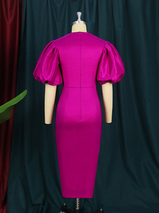 Vestidos de Cóctel de manga acampanada, rosa, ahuecados, Sexy, Midi, de verano - Product Image 5