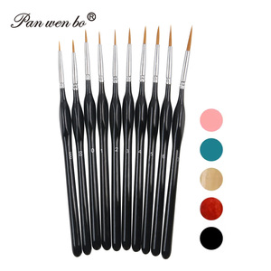 Panwenbo Lot de 10 pinceaux miniatures à pointe fine pour modèles acryliques aquarelle huile - Product Image 1