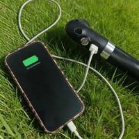 Bastón de Trekking Retráctil Portátil de Aleación de Aluminio con Punta de Tungsteno, Luz de Trabajo LED, 2 Modos de Iluminación, Banco de Energía, para Camping y Pesca