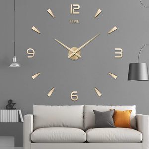 Large <strong>DIY</strong> Wall <strong>Clock</strong> Modern Frameless 3D Wall <strong>Clock</strong> with Mirror Numbers Stickers for Home Office Decorations Gift - Product Image 5