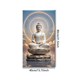 Meditating <strong>Buddha</strong> with Aura <strong>Canvas</strong> Spray <strong>Painting</strong>, Zen Spiritual Wall Art for Home Decor - Product Image 1
