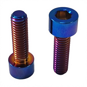 Vis en alliage de titane GR5 pour moto et vélo, anodisées bleues, à tête bouton/hexagonale/cylindrique, <span class=keywords><strong>M5</strong></span> M6 M8, à entraînement hexagonal interne - Product Image 1