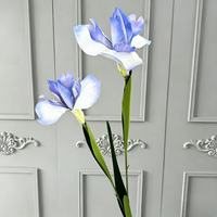 2 têtes d'iris artificiels en soie pour décoration de mariage, arrangement floral pour la maison, fleurs artificielles pour hôtel, composition florale douce, photographie de mariage