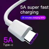 Kabel Data Ponsel USB 2.0 Tipe C 5A, Kabel Pengisian Cepat PVC USB-C, Kabel Pengisian Super Cepat, Promo Panas