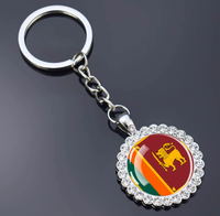 Llavero con la Bandera de Rusia con un Diseño de Flor Adornada con Pedrería, Adecuado como Colgante para Bolsos, Accesorio de Cristal