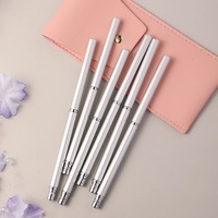 Ensemble de pinceaux professionnels double tête 2-en-1 ultra fins pour gel UV, avec logo personnalisé et couvercle, pour ongles