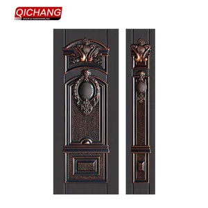 Qichang Panel prensado Puerta de acero estampado Piel Espejo dorado Hojas de acero inoxidable