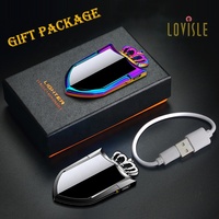 Briquet électrique Lovisle Tech avec porte-doigt mobile à flammes coupe-vent et anneau de téléphone en métal pour cadeaux de cigarettes