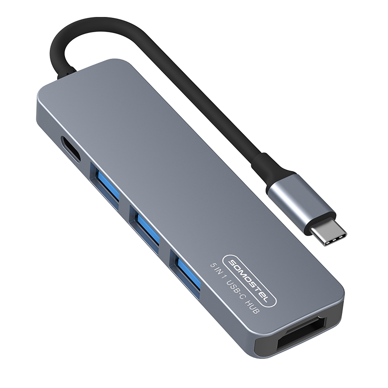 Somostel 5 в 1 high speed usb-c 5-разъемное зарядное usb-устройство usb концентратор PD зарядки usb 3,0 концентратор для matebook