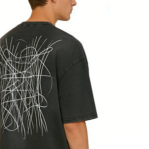 <span class=keywords><strong>T</strong></span>-shirt à manches courtes surdimensionné délavé foncé, imprimé abstrait, graphique décontracté, coupe ample, en coton, vintage, délavé, streetwear - Product Image 2