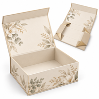 Boîte cadeau magnétique pliable de luxe avec impression florale pour cosmétiques, soins de la peau, ensemble de beauté, emballage en papier de qualité supérieure