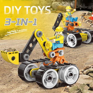 Jouets de construction 3-en-1 en plastique pour enfants : Modèle d'excavatrice à assembler avec vis et écrous, pour l'entraînement de la motricité fine et l'apprentissage de l'ingénierie - Product Image 2
