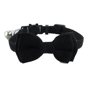 Collier pour chat réglable en velours avec nœud papillon et clochette, couleur unie, mignon, pour petits chats, toutes saisons - Product Image 5