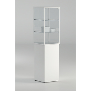 Vitrina con Marco de Aluminio Blanco 43x43x177 cm con Vidrio Templado y Estantes de Altura Ajustable - Product Image 1
