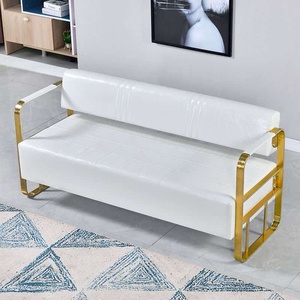 Muebles de sala de espera con estructura de acero dorado y tapicería de cuero, silla de tres asientos para hospitales, aeropuertos y espacios públicos, muestra gratuita. - Product Image 3