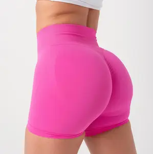 New Design High Waist Gym Nylon Shorts Breathable Workout Scrunch Butt Seamless Sports Yoga Shorts For Women