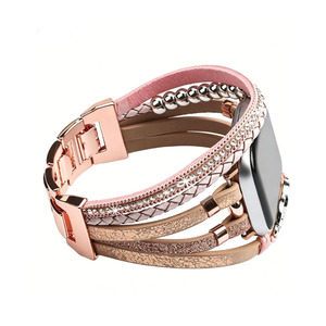 เหมาะสำหรับ <span class=keywords><strong>Apple</strong></span> <span class=keywords><strong>Watch</strong></span> Series 1-10, สายนาฬิกาหนัง PU แบบถักสองวงสำหรับ <span class=keywords><strong>Apple</strong></span> <span class=keywords><strong>Watch</strong></span> - Product Image 1