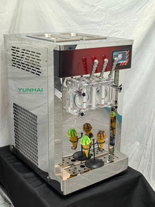 Machine à crème glacée commerciale de comptoir, 3 <span class=keywords><strong>saveurs</strong></span>, fabrication automatique de yaourt, fabrication de crème glacée molle, prix de vente de cônes - Product Image 4