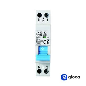 Disjoncteur magnétothermique automatique Gloca Jx30 1P+N C32 32A 250V sur rail DIN pour protection électrique - Product Image 4