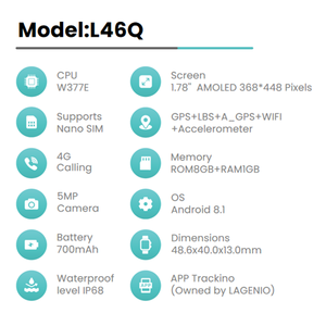 लैगेनिनो सुपर पतली 4 ग्राम सिम कार्ड जीपीएस वाईफाई एलबीएस स्थिति 1.78 इंच एचडी वीडियो कॉल उत्तर कॉल 5 एमपी 8 + 1 जीबी मेमोरी किड्स स्मार्टवॉच - Product Image 5