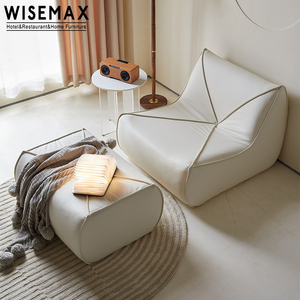 WISEMAX FURNITURE Modern Apartment Living Room Sofas Couch <b>Small</b> Leisure Single Accent <b>Chair</b> with Ottoman Floor Lazy Bean Bag - Product Image 5
