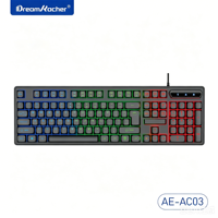 Nouveau clavier de jeu mécanique à 104 touches, sept couleurs lumineuses, taille standard, USB 2.0, plug-and-play, plastique, effets d'éclairage constants, 40G