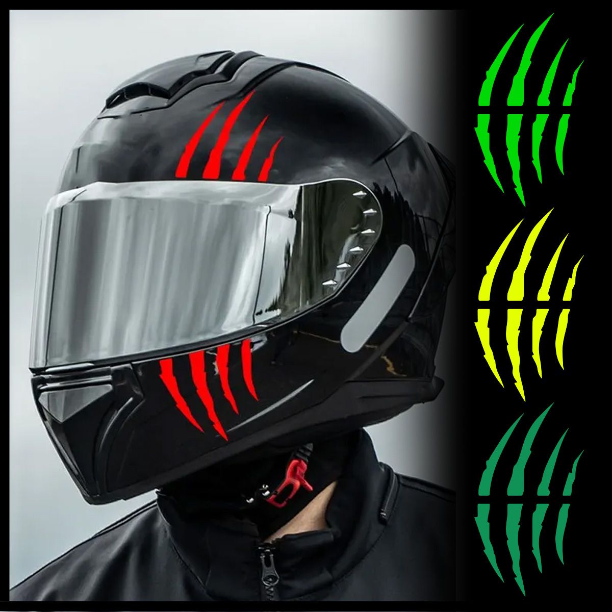 High Visibility Reflective Anime Helmet Stickers - Waterproof Diamond-Grade Safety Decals For Motorcycle, Bike & Night Riding (Kuro Design) High Visibility Reflective Anime Helmet Stickers - Waterproof Diamond-Grade Safety Decals For Motorcycle, Bike & Night Riding (Kuro Design)