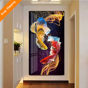 5D Color Goldfish Crystal Porcelain Painting Living Room Wall Decoration Diamond Painting Home Front Office Decoration 2021