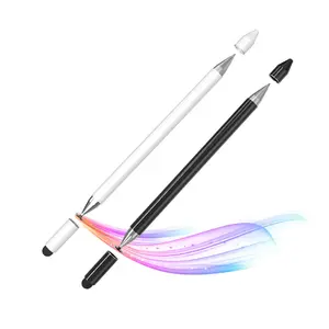 עט אוניברסלי קיבולי 3 ב-1 עט סטיילוס עם מסך מגע עם שני פקקים מגנטיים לאייפד עט פסיבי