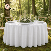 Nappe ronde ANNIELU de 120 pouces, blanche, tissage uni, finition mate, pour mariage, banquet, fête en plein air, décoration de salle à manger