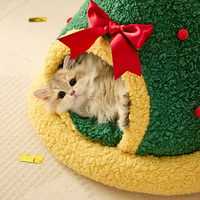Weihnachtsbaum-Dreieck-Katzennest Verdickte Haustier-Welpenmatte Halbgeschlossenes Katzenhöhle Weihnachtssocken-Nest Weiches Warmes Katzenhaus Hundebett