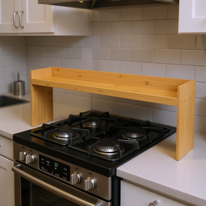 Étagère à épices en bambou 32,6x13 pouces, organiseur de cuisine à poser au-dessus de la cuisinière, solution de rangement facile - Product Image 2