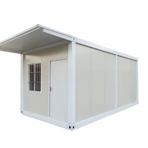 Maison conteneur préfabriquée modulaire en acier de 20 pieds avec auvent, porte et fenêtre pour bureau de chantier ou dortoir de camp de travail - Product Image 1