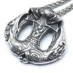 सबसे अधिक बिकने वाला यूरो-अमेरिकी ट्रेंडी निक्लॉस अभिभावक शील्ड हिप-हॉप नेकलेस टिकाऊ विंटेज शैली थोक स्टेनलेस स्टील - Product Image 2