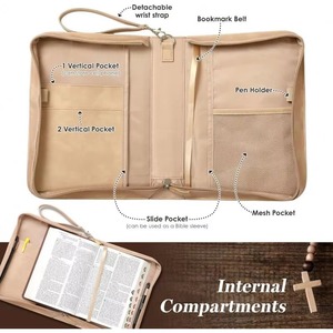 Estuche de transporte con diseño floral, muestra gratuita de fábrica, bolsa protectora para Biblia de cuero PU, funda para Biblia. - Product Image 5