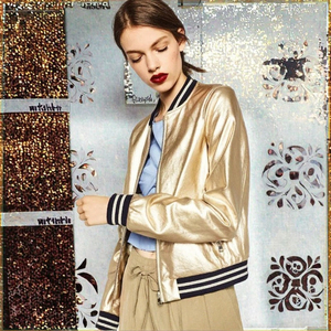 Chaqueta Bomber de Invierno para Mujer, Brillante, Satinada, Color Dorado, Cierre con Cremallera, Logotipo, Impermeable, Estilo Casual Elegante, Último Diseño, Venta al Por Mayor - Product Image 3