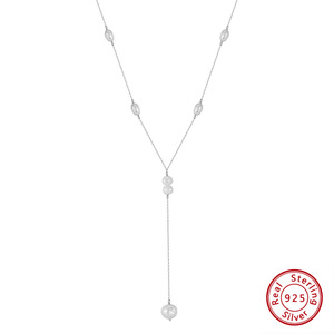 Collar con Colgante en Forma de <span class=keywords><strong>Y</strong></span> de <span class=keywords><strong>Plata</strong></span> de Ley S925, Chapado en <span class=keywords><strong>Oro</strong></span>/Rodio de 14K, con Perla Barroca de Agua Dulce de Grado 3A, Estilo Minimalista para Mujer - Product Image 5