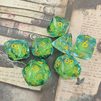 Dés en résine à bords vifs avec œil mobile, lot de 7 dés polyédriques pour D&D RPG, vente en gros