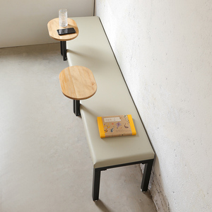 Divano per Negozio di Tè al Latte, Area d'Attesa a Parete, Tavolo e Sedie in Legno Massello per Caffetteria Commerciale, Panca Lunga Integrata - Product Image 2