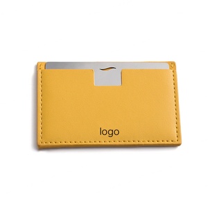 Espejo de Maquillaje de Doble Cara con Diseño Hueco en Color Amarillo y Estuche de PU - Product Image 1