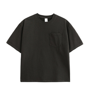 เสื้อยืดคอกลมทรงหลวมโอเวอร์ไซส์ แขนสั้น สีพื้น รุ่นคัสตอม 230G สำหรับผู้ชายและผู้หญิง มีกระเป๋าเสื้อ สไตล์สตรีทแวร์ - Product Image 6