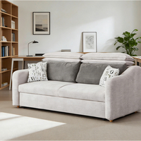 Canapé-lit pliant moderne en tissu blanc et gris avec accoudoirs, sectionnel, pour salon, chambre, extérieur et appartement