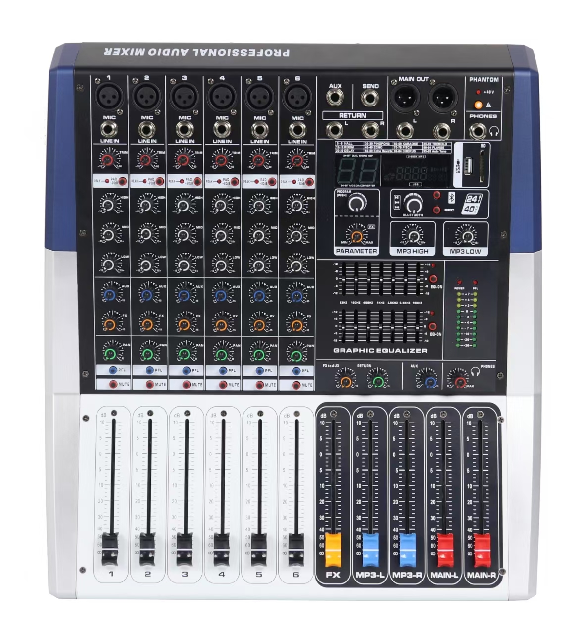 XTUGA PHY-6/10/12/16 канал 99 DSP 350W * 2 аудио микшерная консоль Профессиональный DJ контроллер с BT видео и подсветкой