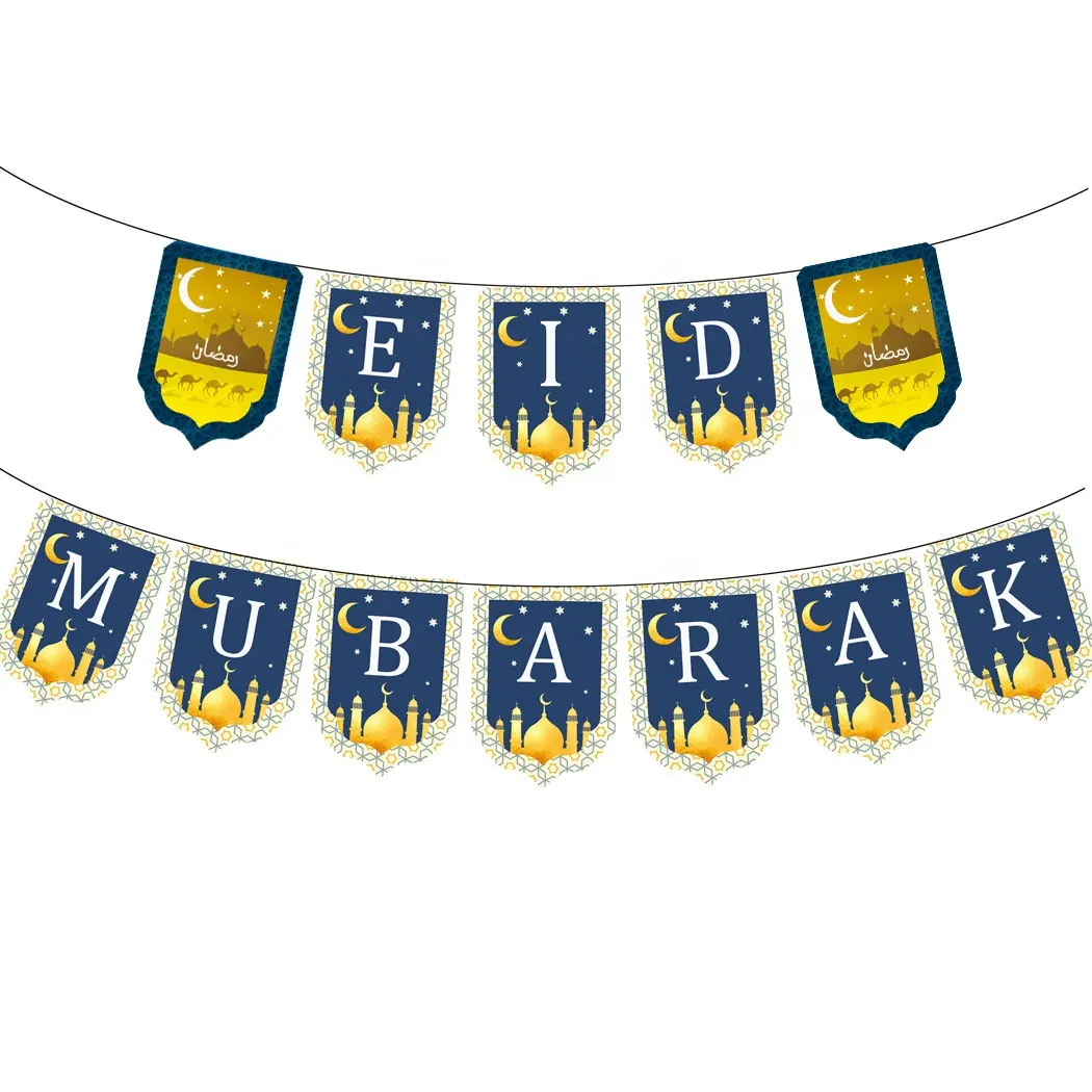 Eid Mubarak Banner Eidmubarak Brief Pull Vlag Moslim Ramadan Decoratie Islamitische Midden-oosten Vakantie Decoratie
