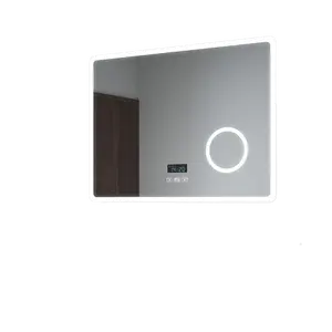 האחרון טכנולוגיית LED אמבטיה Demister מראה led מראה בחדר אמבטיה עם מדף