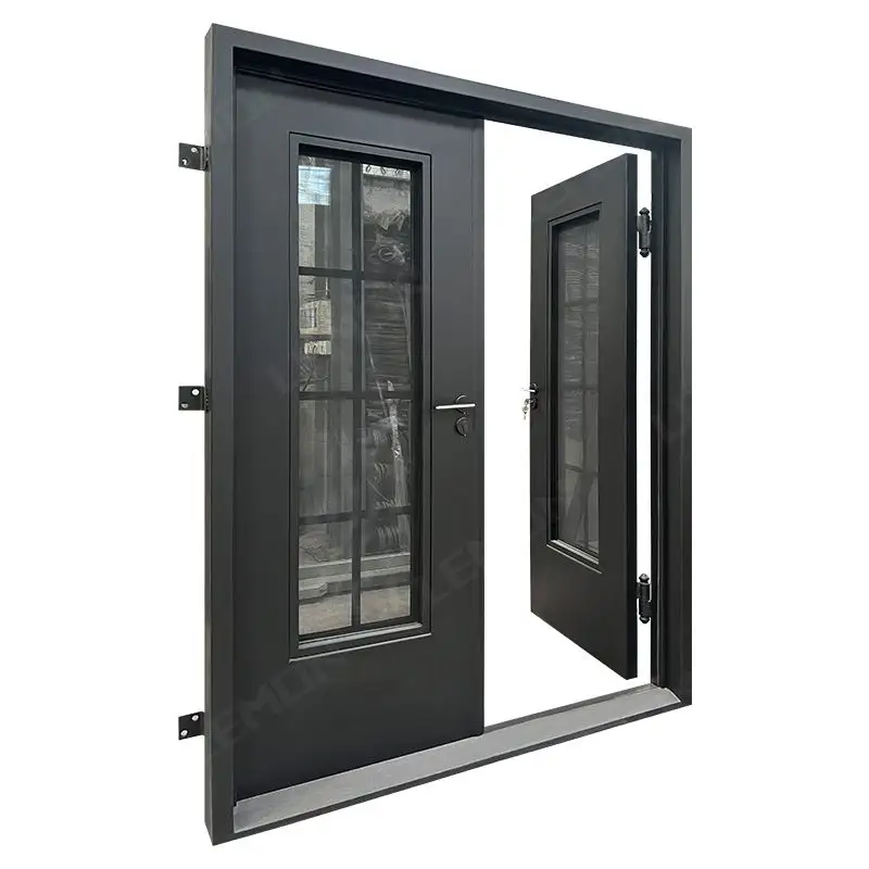 Toptan fiyat güvenlik demir giriş kapısı ile dönebilir cam çift ferforje menteşe kapı