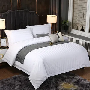high quality customized 5 star bedsheets comfort custom bed linen cotton satin stripe duvet quilt bedding set