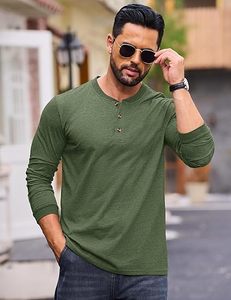 Camisetas Henley de <span class=keywords><strong>Manga</strong></span> <span class=keywords><strong>Larga</strong></span> para <span class=keywords><strong>Hombre</strong></span>, Camisetas de Algodón <span class=keywords><strong>con</strong></span> 3 <span class=keywords><strong>Botones</strong></span>, Estilo Casual Básico - Product Image 2
