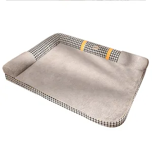 Sofá-cama de pelúcia tipo L para cães, almofada grande e retangular respirável personalizada para animais de estimação